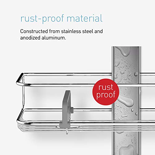 simplehuman Adjustable and Extendable Shower Caddy XL, Stainless Steel