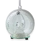 BANBERRY DESIGNS Holy Family Nativity LED Glass Globe Christmas Tree Ornament - Color Changing Lights - Clear Glass with Hand Painted Glitter Snowflakes - 5 Inch Diameter