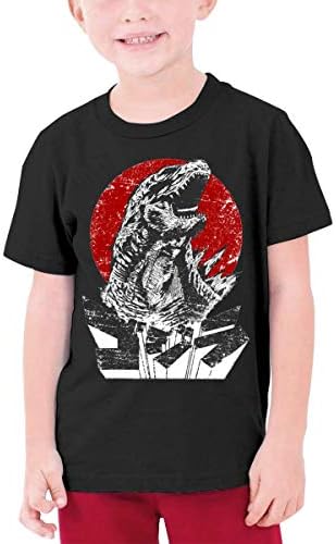 sretinez God-Zilla Teenagers Boy's&Girl's Cotton Short Sleeve T-Shirt Black