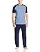 Hanes Men's Adult X-Temp Short Sleeve Cotton Raglan Shirt and Pants Pajamas Pjs Sleepwear Lounge Set - Blue (X-Large)