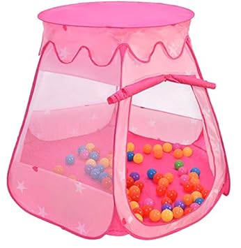 【クリックで詳細表示】CWY ピンク ポータブル 子供用 プレイハウス プレイテント ボール100個付き 8時間でのみ