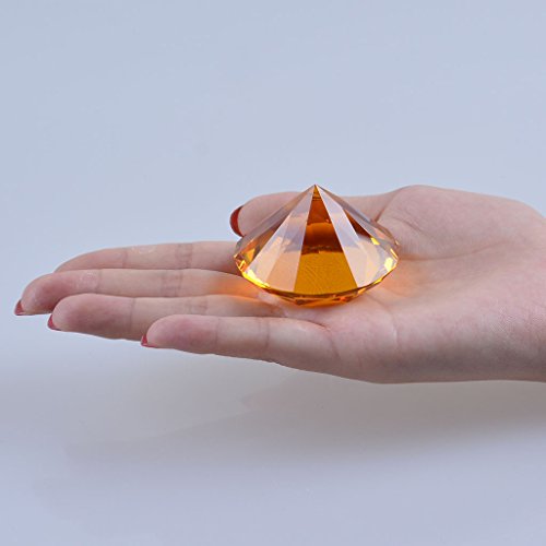LONGWIN 50mm (2") Crystal Faceted Diamond Paperweight Wedding Favor Home Decor (Amber) - Thumbnail 2