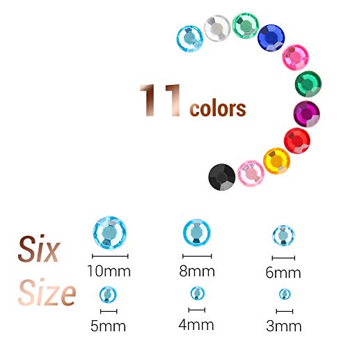 12 Sheets Gem Stickers, Gartful Colorful Round Rhinestone Stickers for Crafts Self Adhesive Jewel Sticker for Makeup, Nail, Craft & Art Project, Festival, 6 Sizes (3mm, 4mm, 5mm, 6mm, 8mm, 10mm)