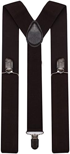 Sunny Ocean Solid Coffee Adjustable Clip On Suspenders for Men Women Regular (46 Inches) Dark Coffee