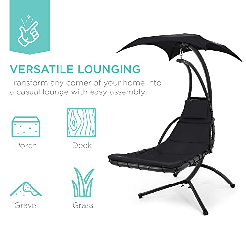 Best Choice Products Outdoor Hanging Curved Steel Chaise Lounge Chair