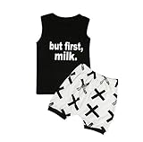 Morecome KidsSleeveless Print T-Shirt Tops And Pants Clothes