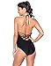 Women's Halter Cutout Plunging V Neck One Piece Swimsuit Sexy Backless Swimwear