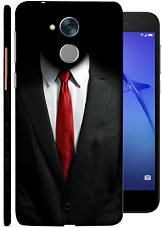 Printvisa Designer Back Cover for Honor Holly 4, Honor 6A Pro, Honor 5C pro - Black Suit with White Shirt and Red Tie Printed Designer Back Case