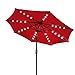 Yescom 9' Outdoor Solar Powered LED Umbrella 8 Ribs w/ 32 Lights for Patio Garden Deck Crank Tilt UV30 Red