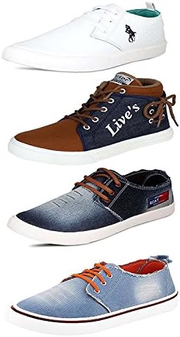 SCATCHITE Men's White Canvas Casual Shoes - 4 (Pack of 4)