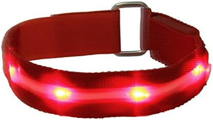 MoSANY LED Sports Armband Flashing Safety Light Reflective Belt Wrist/Ankle for Running Cycling or Walking At Night (Red)