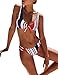 BMJL Women's Sexy Detachable Padded Cutout Push up Striped Bikini Set Two Piece Swimsuit (Small, Stripe 1)