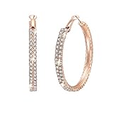 Zhenhui Gold-tone Rose Gold-tone Alloy Rhinestone Cubic Zirconia Hypoallergenic Pierced Huggie Hoop Earrings (Rose Gold)