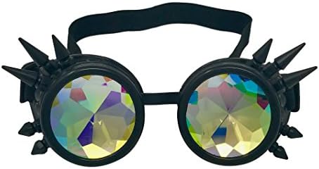 Kurios Cabinet Steampunk Goggles - Black Spiked &amp; Kaleidoscope