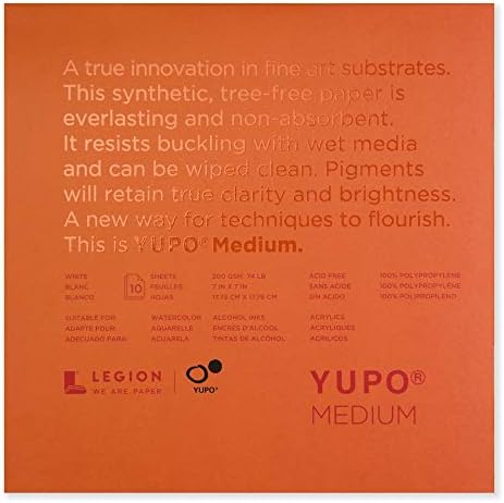 Legion Yupo Polypropylene Pad, 7 by 7 inches, Medium 74lb, 10 Sheets (L21-YUP197WH77)
