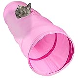 Pink Krinkle Collapsible Cat Tunnel with Peek Hole and Storage Bag by Weebo Pets (36