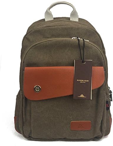 Flowing Years Vintage Canvas Backpack School Outdoor Travel For Women Girls Kids(2-Brown)