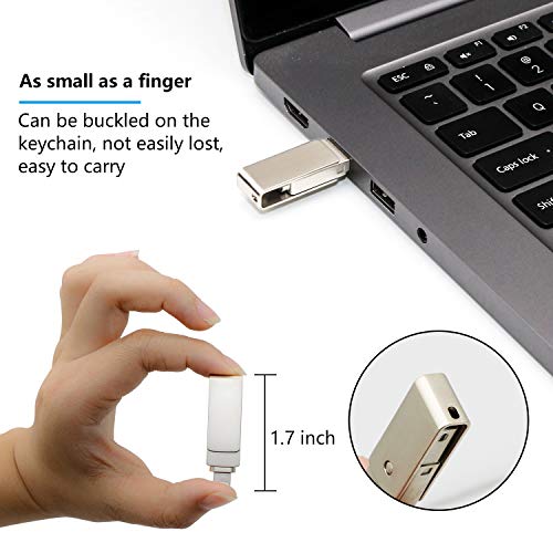 USB Drive 128GB USB Memory Stick iOS Flash Drives for iPhone Photo Stick External Drive Sunswan Compatible iPhone iPad iOS MacBook and Computer (Silver128G-XY) - Thumbnail 3