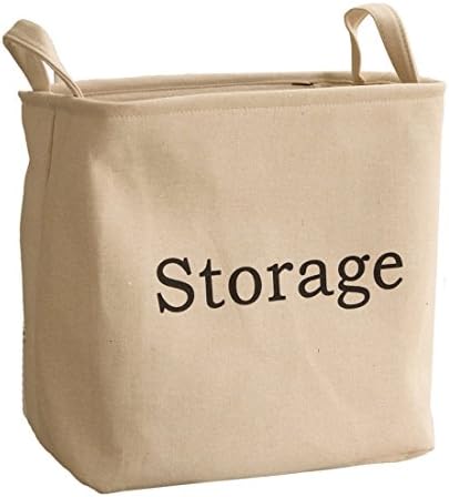 Artifi Foldable Storage Bin Storage Baskets Large Square New 100% Natural Linen &amp; Cotton Fabric Storage Bin Storage Basket Organizer, Laundry Hamper for Blouse T-shirt Underwear etc., (Beige)