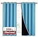 NICETOWN 100% Blackout Curtains with Black Liners, Thermal Insulated Full Blackout 2-Layer Lined Drapes, Energy Efficiency Window Draperies for Bedroom (Light Blue, 2 Panels, 52-inch W by 63-inch L)