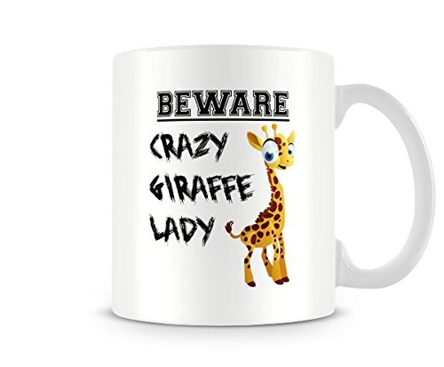 Behind The Glass - Beware Crazy Giraffe Lady - Printed Funny Mug - Great Gift/Present Idea, Ceramic, 11fl.oz.