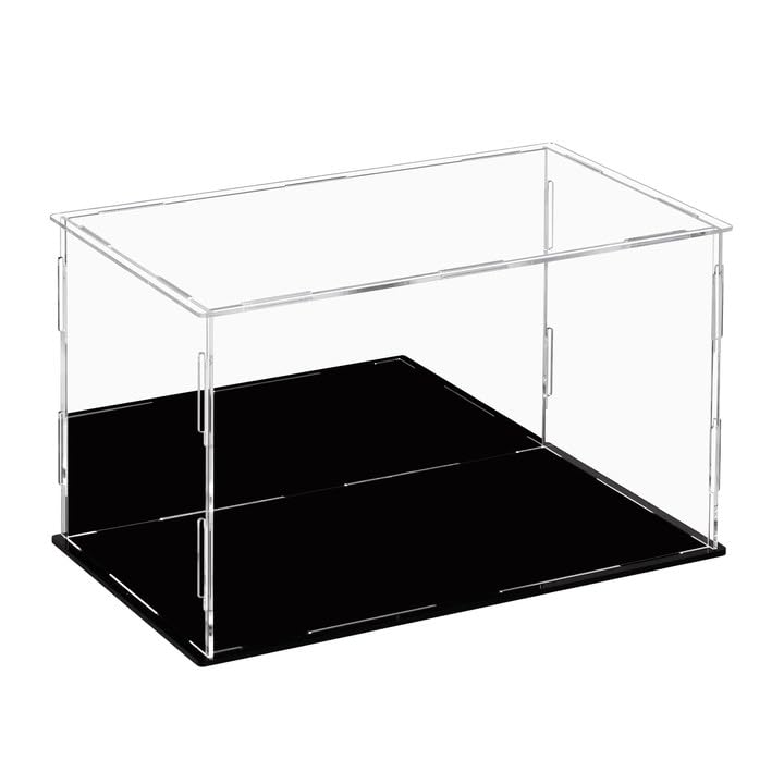 Dezzer Acrylic Display Case Box with Black Base, Assemble Countertop Clear Acrylic Dustproof Protection Showcase for Action Figures Toys, Collectibles, Home Storage (30x20x20cm)