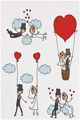 Liumiang Eco-Friendly Manual Custom Garden Flag Demonstration Flag Game Flag,Wedding Decorations,Cartoon Couple Romantic Caricatures Getting Married Newlywed,Red Mint Green Greye d¨¦cor