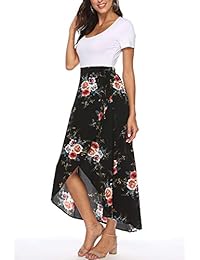 Zattcas vestido largo de verano de manga corta con estampado floral de gasa