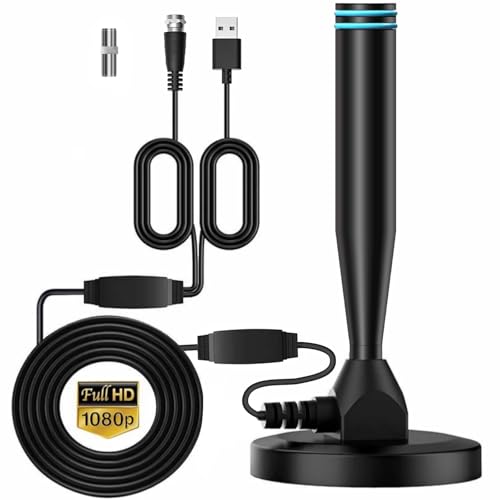 BJLBOJEY Antena de TV Digital, Antena de HD TV Interior 4k, Antena de Onda Terrestre con 600KM Recepción Señal, Antena Exterior 16.5ft con 360° de Rotación y amplificadores Inteligentes Duales
