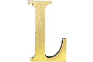 BWRMHME 1.77 Inch Height Self Adhesive Solid Brass English Letters 4.5CM Wall sticker Gold Mail Box Numbers House Address Numbers Shop Studio Name DIY Combination For Wall Home Decor Hardware (Letter L)