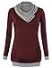 Miusey Women Clothing, V Neck Long Sleeve Flared Shirt Loose Fit Fall to Wear with Leggings Casual Tunic Top Wine Red XX-Large