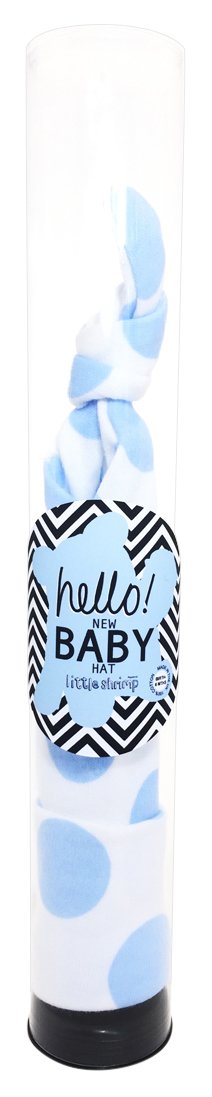 Little Shrimp Newborn Baby Boys Blue Spot Hat in Gift Tube