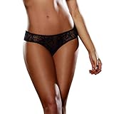 Dreamgirl Women's Ruffle Back Crotchless Panty, Black, Large