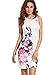 Floerns Women's Floral Print Sleeveless Sexy Bodycon Cocktail Party Round Neck Summer Dresses White Big Flower L