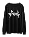 Halife Women's Cute Cat Face and Meow Letter Print Sweatshirt (S, Black)