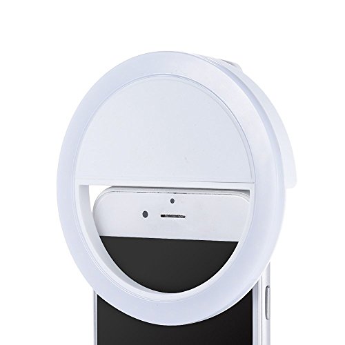 Efanr Selfie Ring Light, USB Rechargeable 36 LED Clip On Cell Phone Camera Light Fill-in Lighting Spotlight for iPhone X 8 7 7 Plus 6 6S Plus iPad Samsung Galaxy HTC LG Smartphones (RK12 White)
