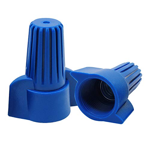 WiMas 50PCS Winged Wire Connectors Easy Twist-On Ribbed Cap Electrical Wire Connector Spring Inserted Nuts Caps (P5:14-6AWG (Blue))