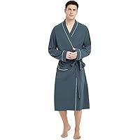 YOUCAI Vestaglia da Notte Uomo Raso Accappatoio Kimono Elegante Camicia da Notte con Cintura E Tasche Scollo A V Morbido Lungo Pigiama Kimonoo,Blu,M