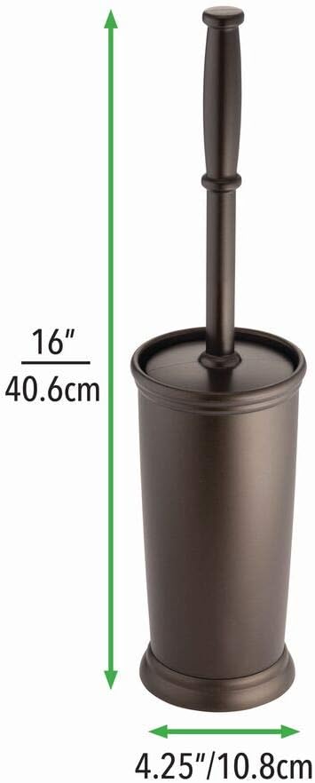 mDesign Modern Compact Plastic Toilet Bowl Brush and Plunger Combo Set with for Bathroom Storage and Organization - Sturdy, Heavy Duty, Deep Cleaning - Bronze: Home & Kitchen