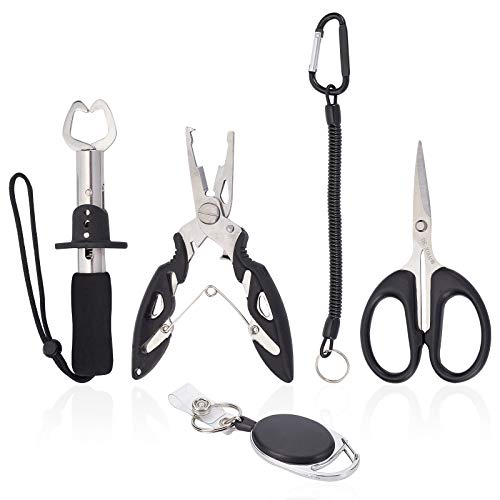 SUPERFINDINGS 5Stk Angelzange Angelgreifer Aluminium Angelzange Fischlippengreifer Grabber Lippengreifer Angelset Für…