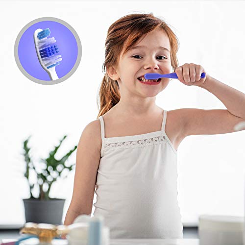 TANGXIA UV Toothbrush Sterilizer Holder, Solar Powered Rechargeable Toothbrush Sanitizer, Wall Mounted Toothbrush Organizer with Timing Function for Washroom Bathroom -10 Seconds Disinfection - Thumbnail 6