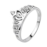 BEYLEG 925 Sterling Silver White Zircon Princess Crown Fashion Ring BE-72 (R5)