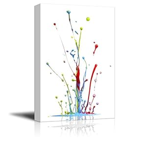 Abstract Art Colorful Paint Splashing on White Background Wall Decor