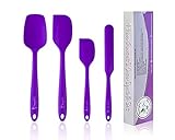 Hummingbird PS Silicone Spatula Set, Spatulas & Baking Spoon, Heat Resistant 450F, Stainless Steel Core, Non-Stick Silicone Rubber, BPA Free, Pro Food Grade - Versatile Cooking, Mixing - Purple