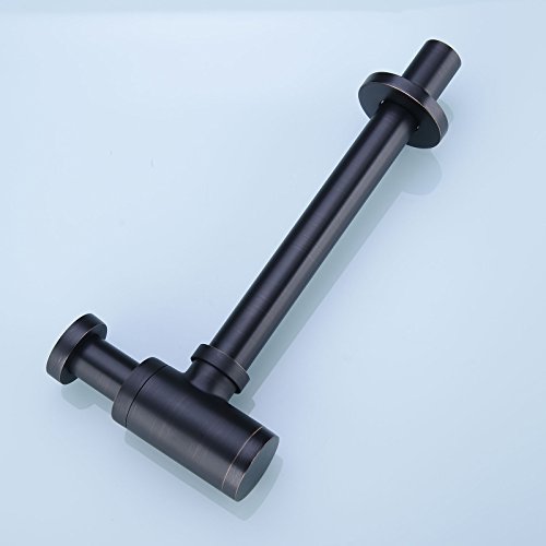 Brass Round Bottle P Trap, Basin Sink Waste Trap Drain Tube Kit Adjustable Height, Oil Rubbed Bronze Finished