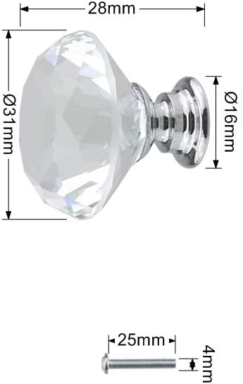 12 unids 30 mm de vidrio claro Las perillas de los cajones de cristal