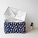 Orino Waterproof Nursery Nautical Fabric Large Storage Baskets with Drawstring Beach Anchor Theme Collapsible Storage Bins Mediterranean Style for cloth, toys, books,sundries, Set of 3(17.5x12x9) inch
