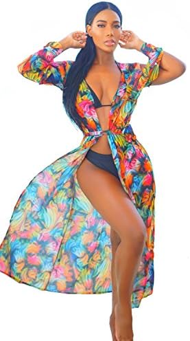 Women's Swimsuits Beach Cover up - Sexy Floral Bikini Cover ups Kimono Swimwear Coverups Wear Beachwear Bikinis Swim Coverups (Large)