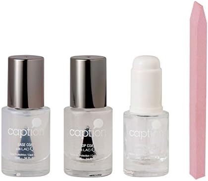 Caption Nail Polish Base Coat, Gloss Top Coat, &amp; Drying Drops Set .34 oz each &amp; Cuticle Eraser Stick