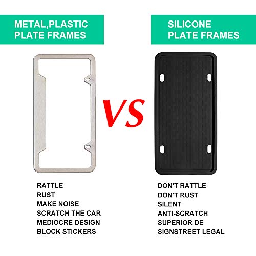 YOOHE License Plate Frame - Silicone License Plate Frame, Black License Plate Frames, License Plate Frame Holder with Rust-Proof, Rattle-Proof, Weather-Proof for Standard U.S. License Plate - Thumbnail 4